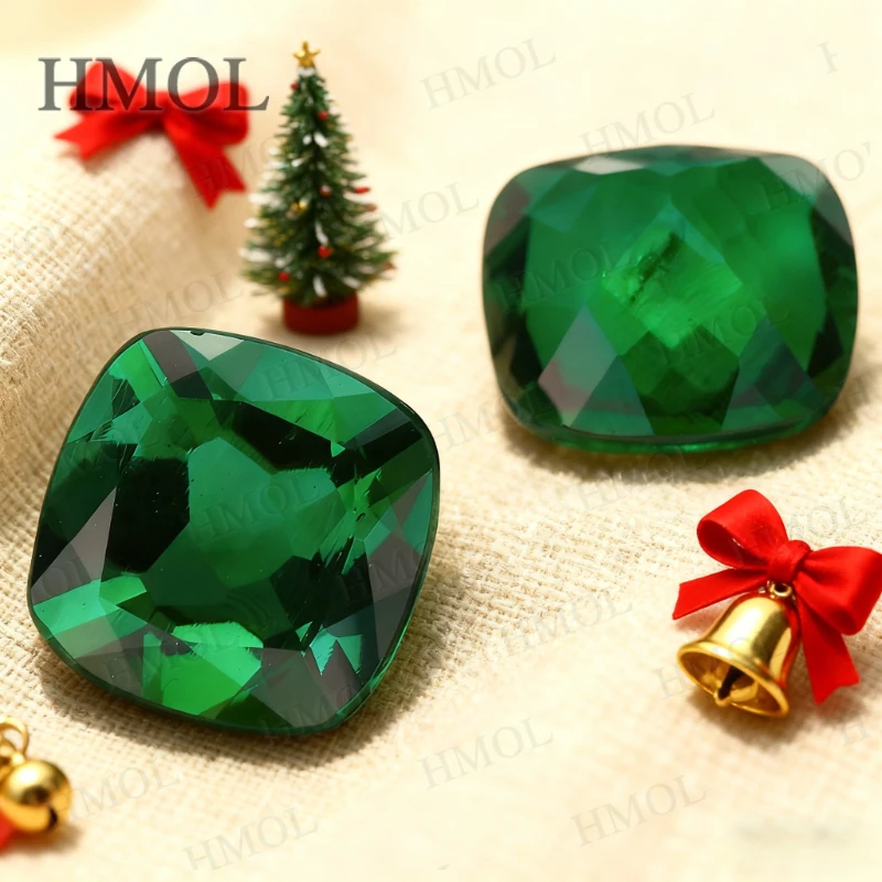 Lab Grown Zambian Emerald Square Cushion Cut 4x4mm-11x11mm AGL Selectable For Earrings Bracelets Necklace Jewelry Making Design