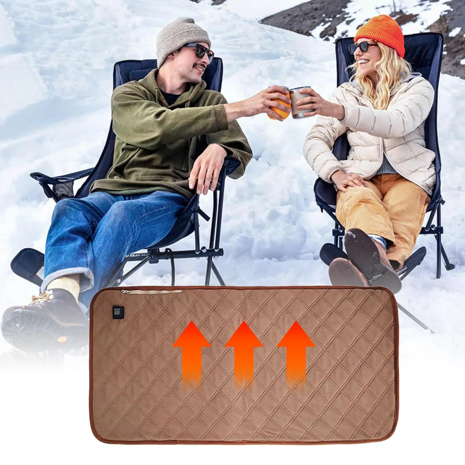 

Подушка для стула с подогревом для кемпинга, путешествия на открытом воздухе, USB-подушка для сиденья с подогревом, коврик с 3-режимным портативным обогревателем, теплая подушка для зимней рыбалки