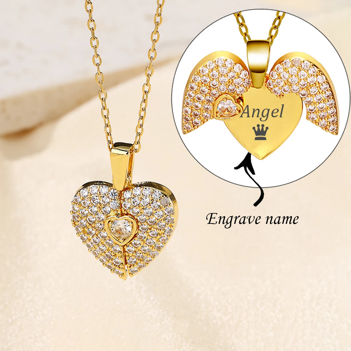 

Персонализированное гравированное ожерелье с именем и блестящим цирконом в форме сердца для женщин, индивидуальное ожерелье с секретным именем и текстом, цирконовое ожерелье, подарок на день рождения своими руками