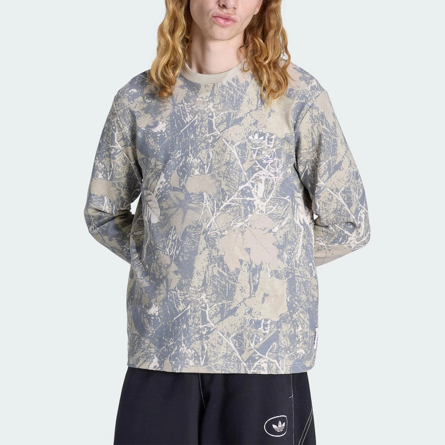 Adidas Originals Trefoil Mens Round Neck Printed Long Sleeve Top KG6434