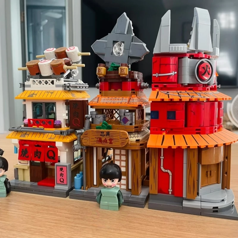 Keeppley Naruto Street View Bouwstenen Uzumaki Naruto Hatake Kakashi Model Huis Speelgoed kinderen Puzzel Speelgoed Verjaardagscadeau