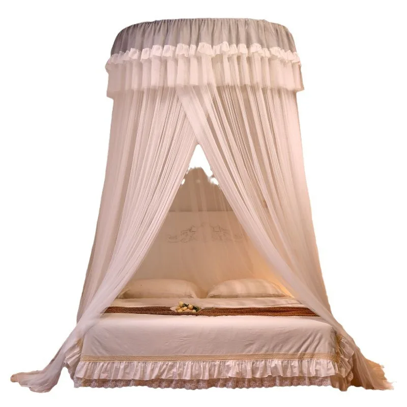 Summer dome ceiling floor mosquito net installation-free folding household princess wind mosquito net round
