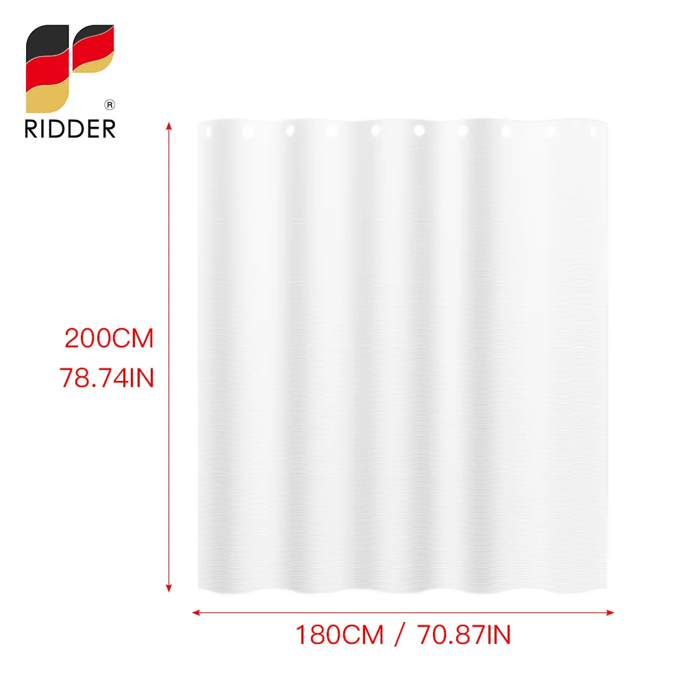 RIDDER 200*180cm Shower Curtain EVA shower curtain waterproof translucent with Rust Proof Grommets,shower curtain for bathroom