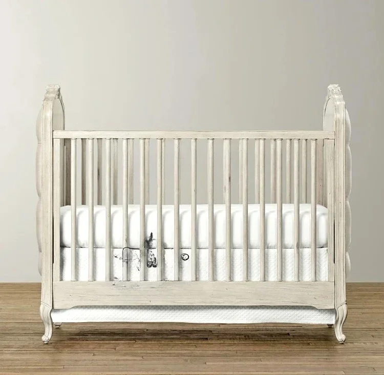 

Французская ретро-американская кровать принцессы из цельного дерева, европейская антикварная винтажная кровать