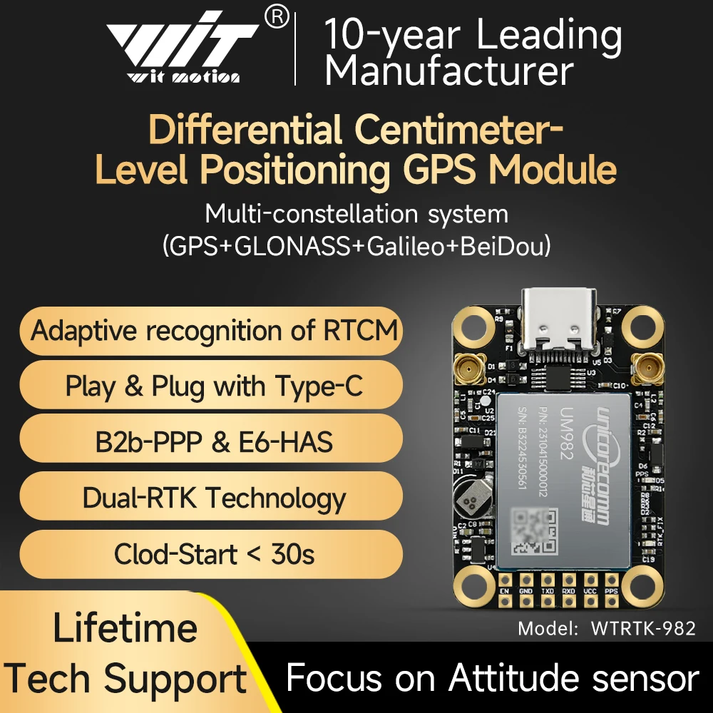 

WITMOTION GPS-RTK Module UM982 High-precision Centimeter-level Differential Relative Positioning and Orientation UM960