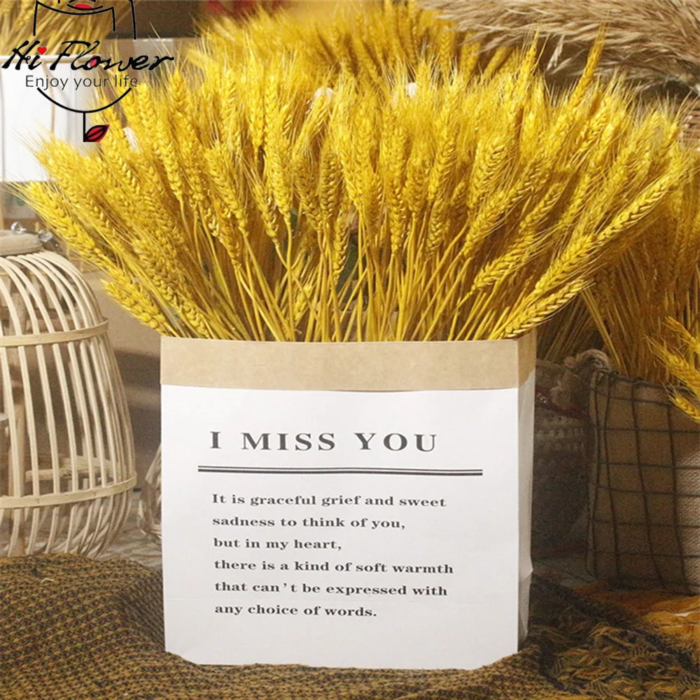 

Natural Dried Wheat Spikes Flower Bouquet For Shop Business Arrange 100pcs Real Preserved Gold Ear Of Wheat Diy Home Ornaments