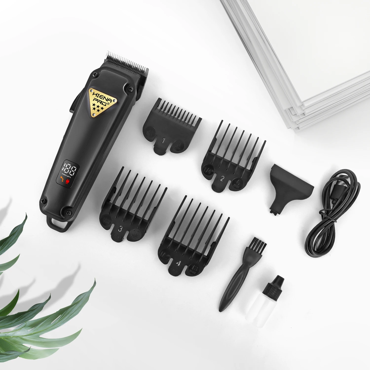 

Black Hair Clipper Premium Black Rechargeable High-End Electric Hair Clipper Men's Electric Hair Clipper with Body LED Digital