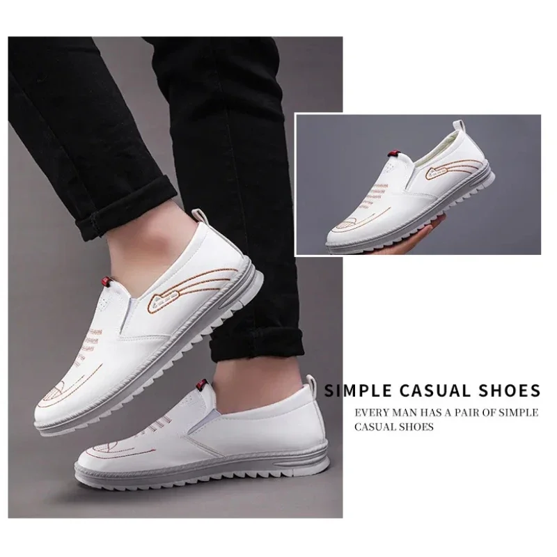 Trend Men Casual Shoes Breathable Non Slip Shoes Outdoor Soft Soled Travel Sneakers Leather Men Flats Busines New Zapatos Hombre