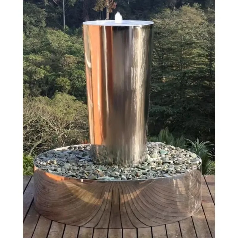 Modern Outdoor Stainless Steel Fountain Stylish Landscape Decoration Water Feature for Garden Yard Patio 2026