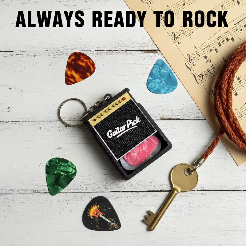 Compact Guitar Pick Holder Storage Box Keychain Fits 3 to 5 Picks Prevents Loss for Musicians Travelling