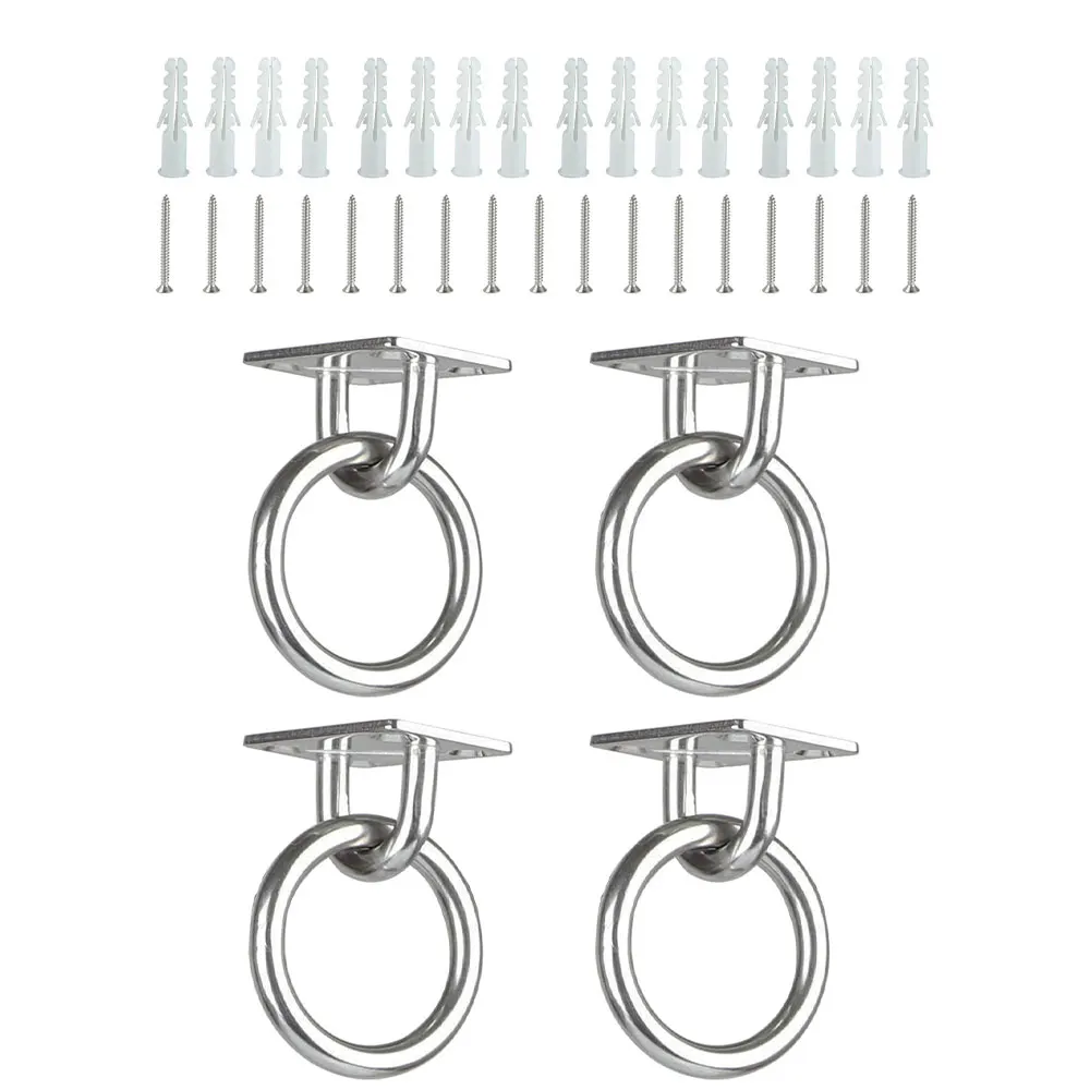 4Pcs 5mm Thickness Ring On Plate 304 Stainless Steel Tie Rings For Horses Decking Rope Fittings Tie Up Stable Ring Hook