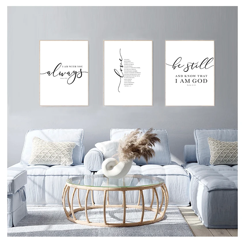 and Prints Black White Wall Pictures Scripture Christ Art Canvas Painting Home Decor Christian Bible Verse Quote Posters