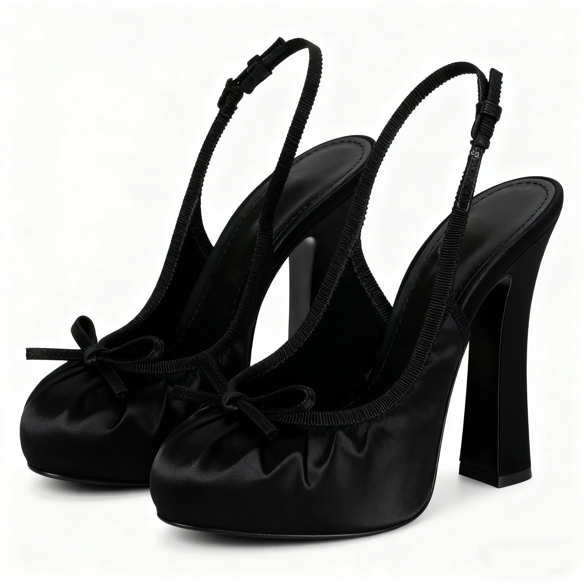 Sexy Style Ankle Wrap Round Toe Butterfly-Knot Platform Women Summer Sandals Chunky High Heels Slip On Design Fashion Show Shoes