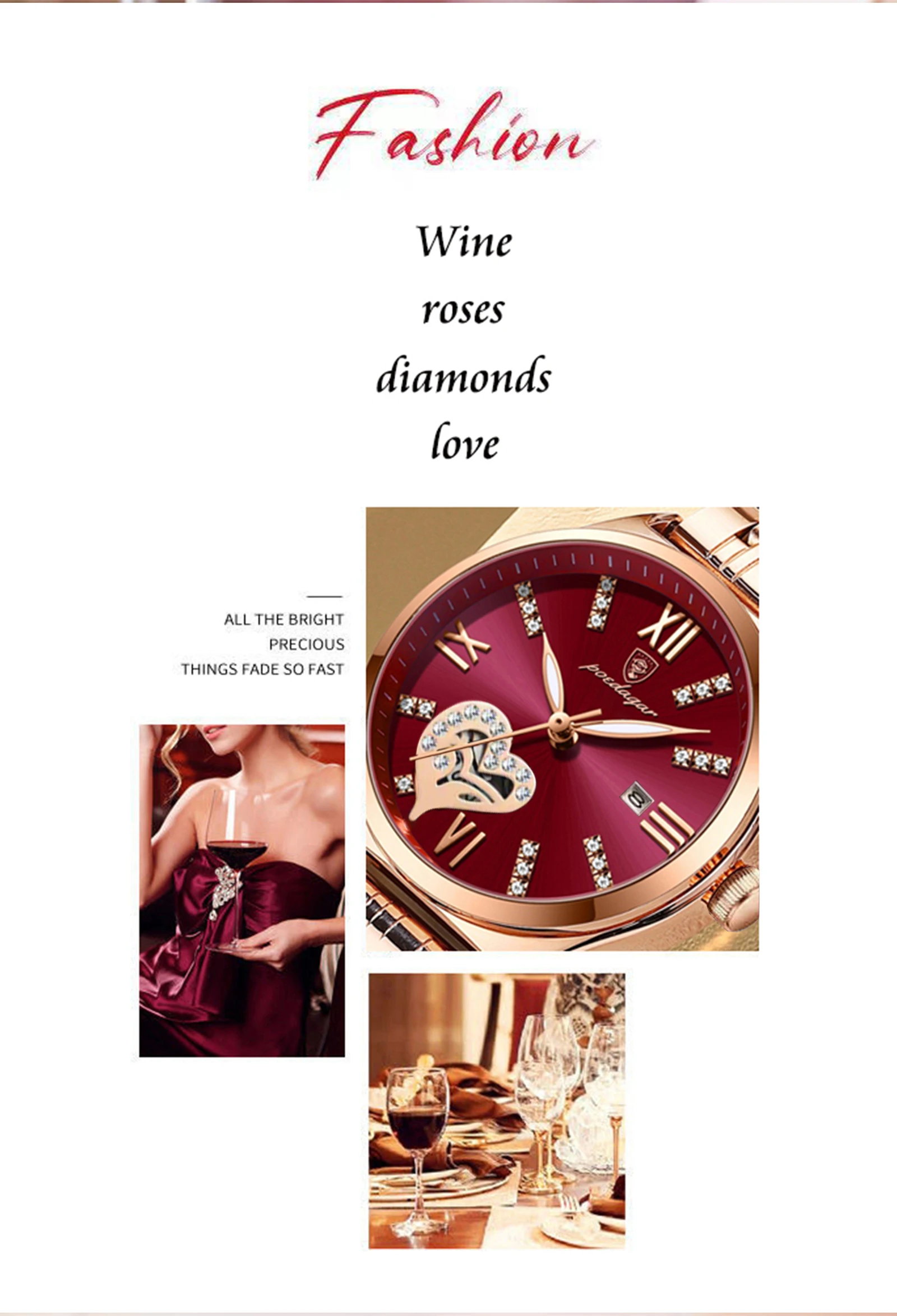 POEDAGAR Luxus Uhren Für Frauen Wasserdicht Leucht Datum Edelstahl Frau Uhr Elegante Mode Quarz Damen Armbanduhr – Detail 3
