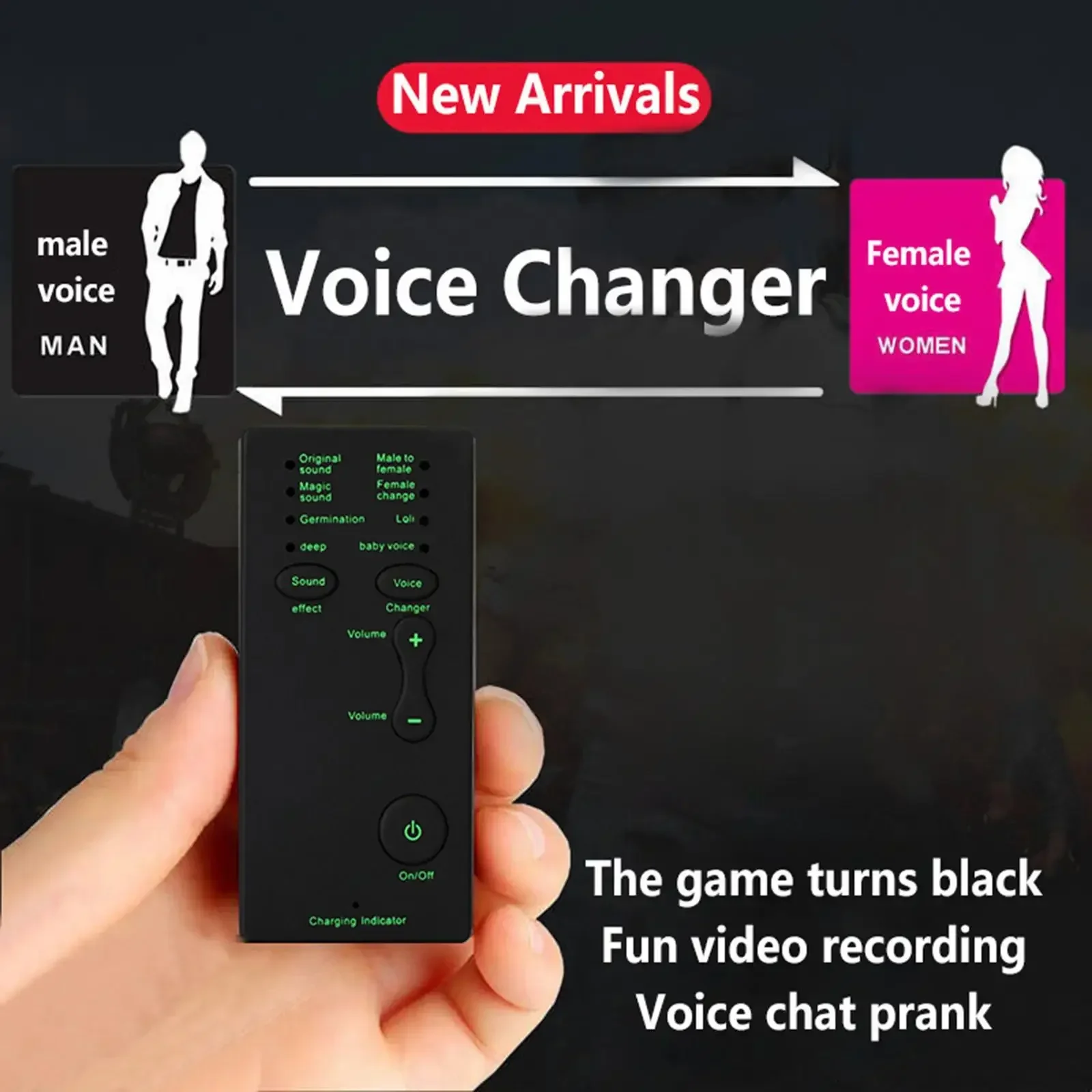 Portable Voice Changer Sound Card Mobile Phone Voice Changes Device Gifts for Halloween for Friend Kid Boy Girl Adult