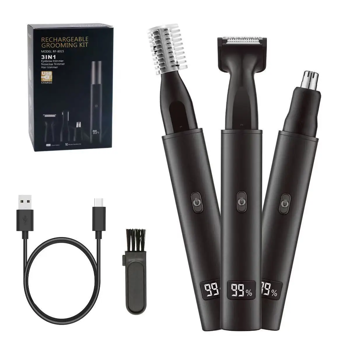 Electric Nose Hair Trimmer Household 3 in 1 Multifunction Nose Hair Scraping Charging Men's Sideburns Eyebrows Beard Trimmer Set