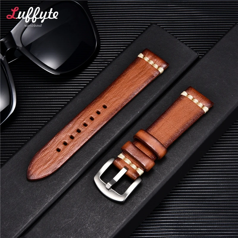 Handgefertigtes Vintage Retro italienisches Leder Uhrenarmband 18mm 20mm 22mm 24mm Herren Damen Universal Leder Uhrenarmband