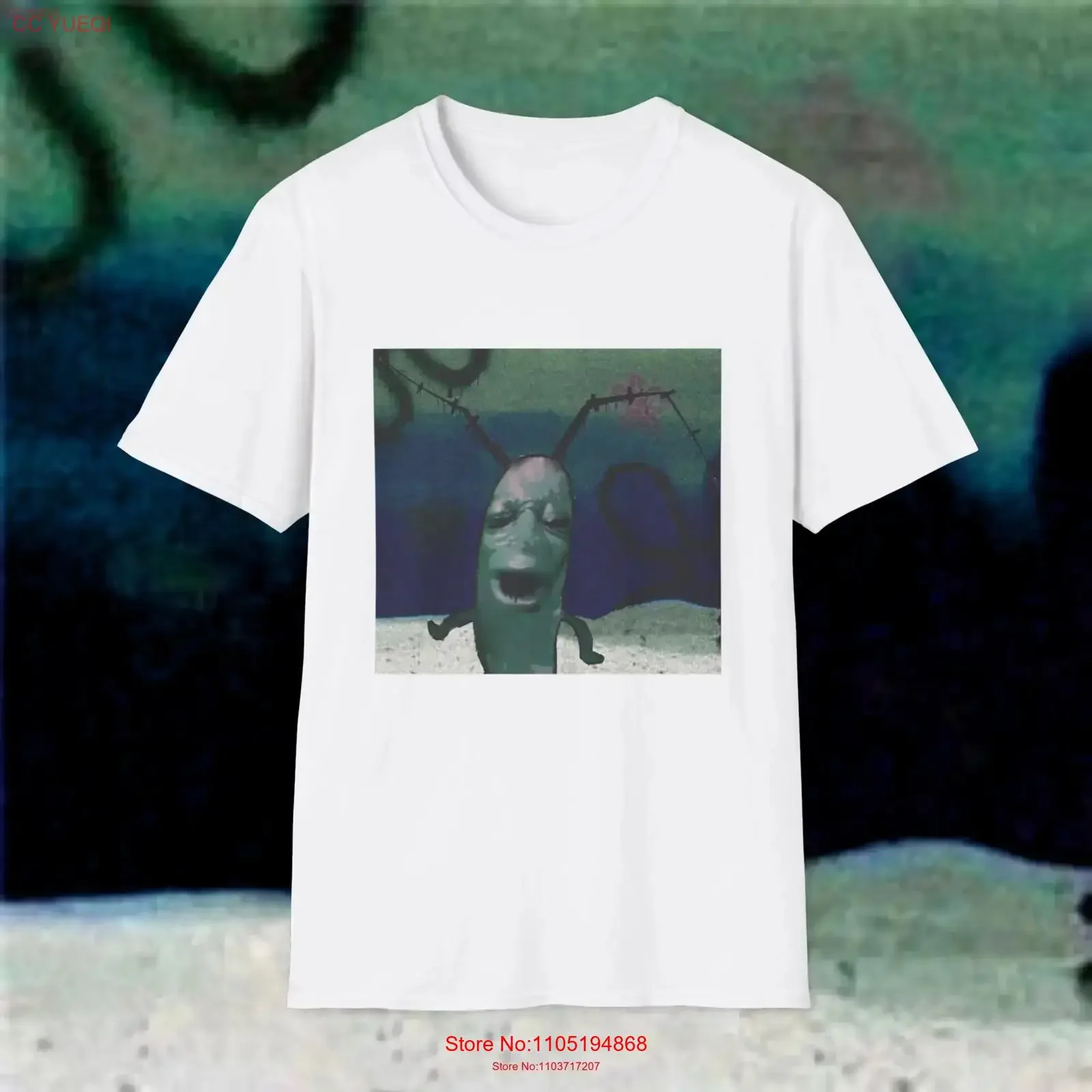 Camiseta con meme de planctón amaldiçoado, divertida y gemida, cerebro extraño, específico, extraño, sirve, broma, vintage, gráfico lavado, informal