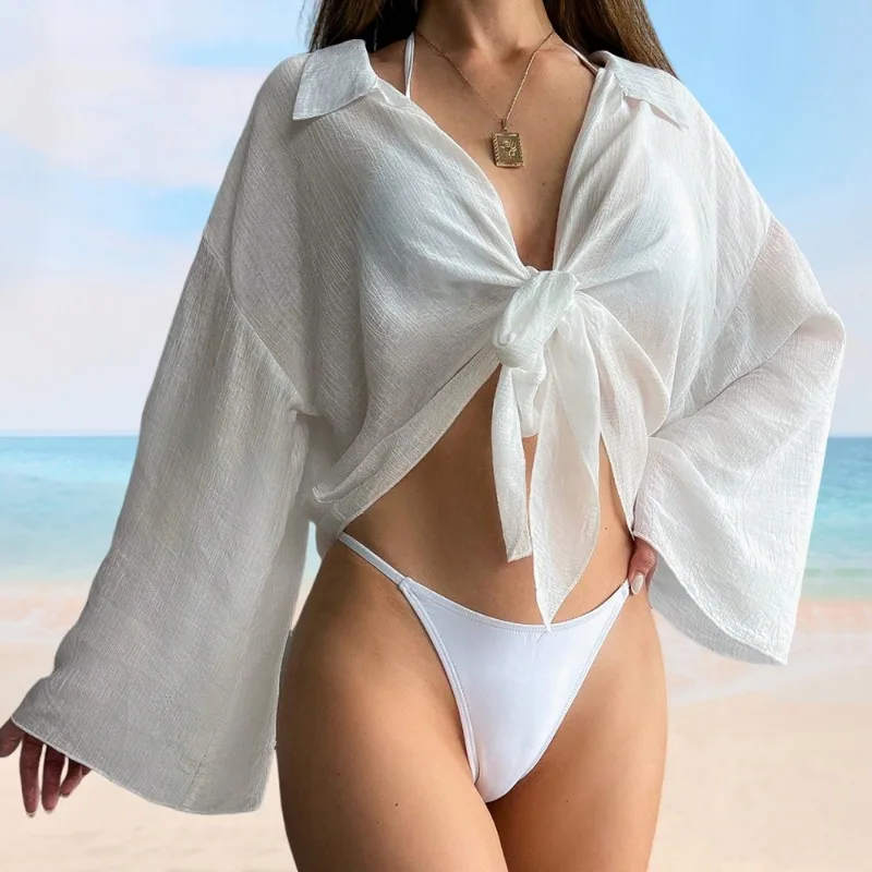 Ladies' Beach Swimsuits, Hoodies, Sun Protection, Luxurious Waistband, Shawl, Fashionable Beach Clothing, Vacation Bikini Covers