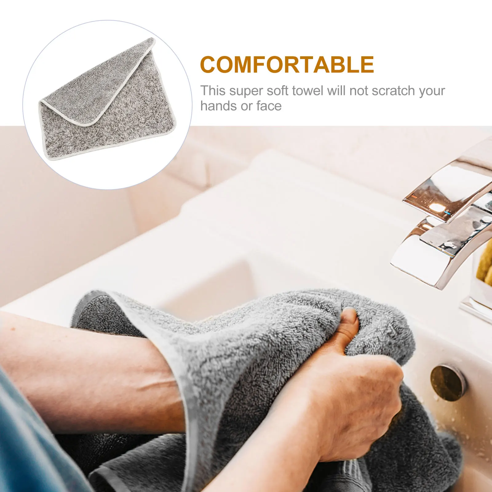 

3pcs Bamboo Charcoal Fiber Towels Grey 20x20cm Super Absorption Wash Cloths Face Bath Towels Body Friendly