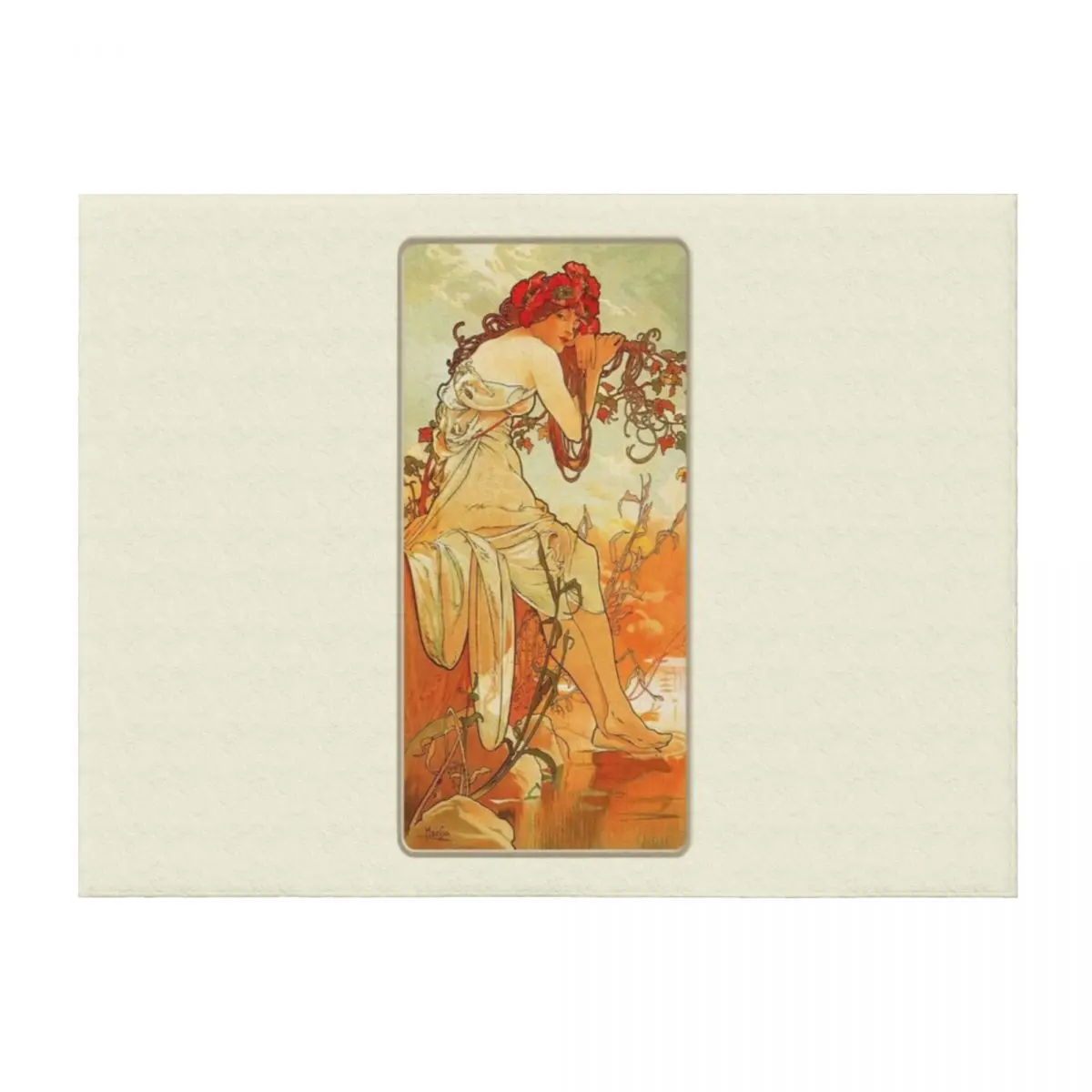 

Summer by Mucha - Vintage Four Seasons Reproduction 1896 Throw Blanket Nap Custom Warm for babies Blankets
