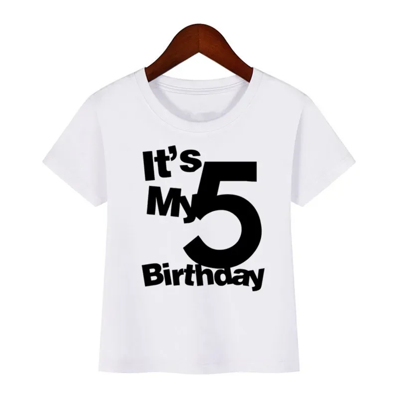 T-Shirts Children's Sets Clothing Kids Funny 2-8th Birthday T Shirt Toddler Boys Girls Short Sleeve T Shirt Children Casual Top
