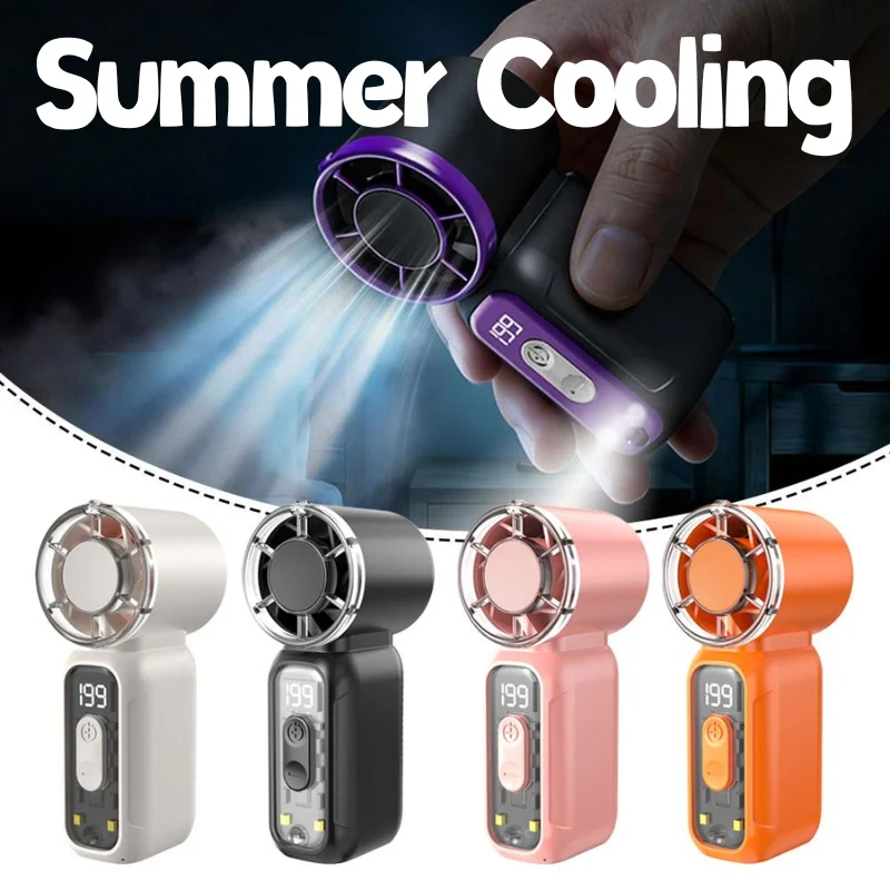 Summer Cooling Handheld Fan With LED Digital Display 5-Speed USB Rechargeable Fan Portable Mini Fan For Travel & Outdoor