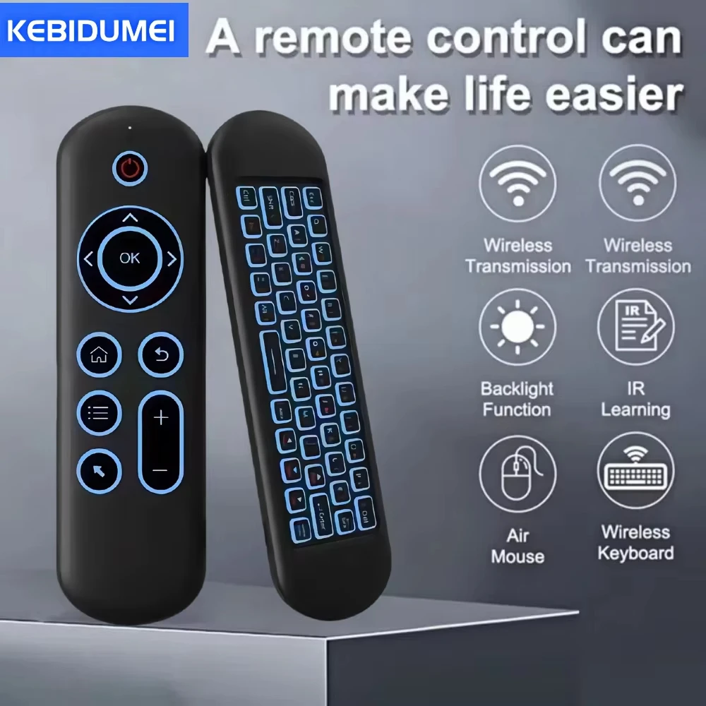 2.4G BT5.2 Dual Mode Remote Control IR Learning M5 Wireless Air Mouse Rechargeable With Backlit Light For Android TV Box