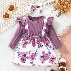 Dress For Kids 3 to 18 Months Short Sleeve Purple butterfly Princess Formal Romper Dresses Ootd For Newborn Baby Girl