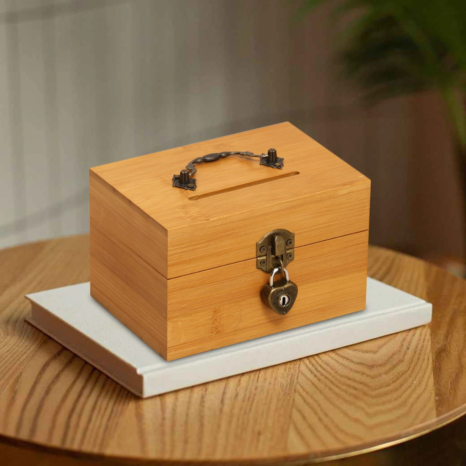 Vintage Style Wooden Box Piggy Bank Organizer Password Lock Collection Treasure Chest Treasure Box for Kids Gifts Souvenir