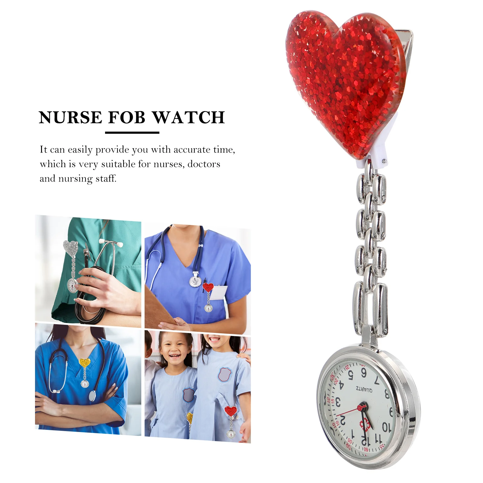 3 pezzi orologio da appendere per infermiera cuore clip-on pratico orologio da tasca per infermieri moda elegante regalo orologi da infermiera per le donne