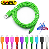 NNBILI Nylon Braided Micro USB Cable Data Sync USB Charger Cable For Samsung Huawei Xiaomi Android Phone Micro Cables 1m/2m/3m