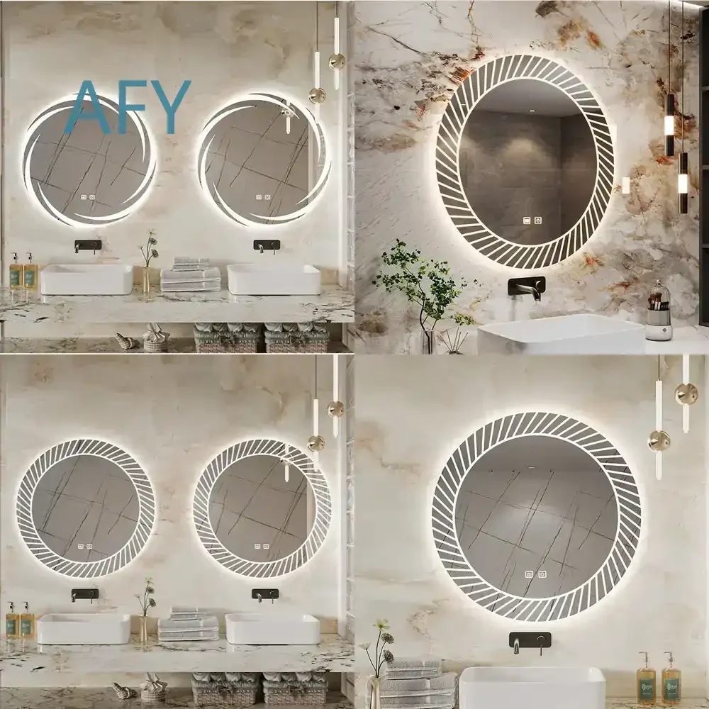 Smart Three-color Light Bath Mirror for Sinks with Personalized Adjustment High-definition Modern Unique Entrance Mirror for