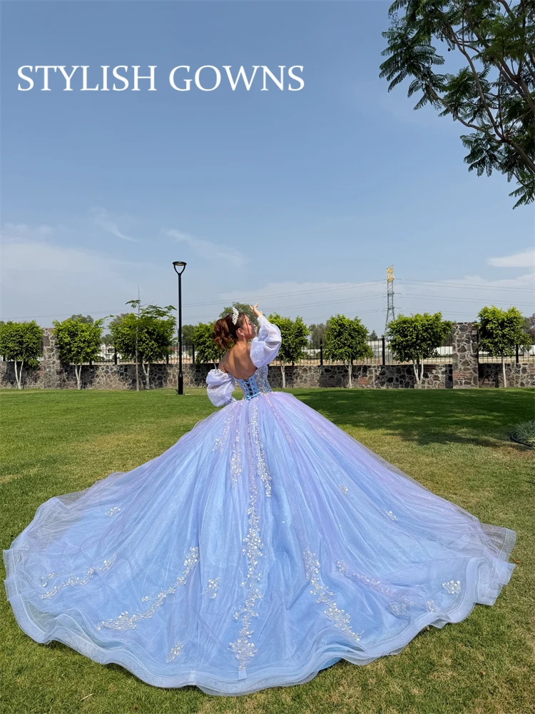 

Мексиканское фиолетовое платье Quinceanera по индивидуальному заказу, бальное платье, кружевная аппликация, корсет с бисером, Sweet 16, Vestidos De 15 Anos