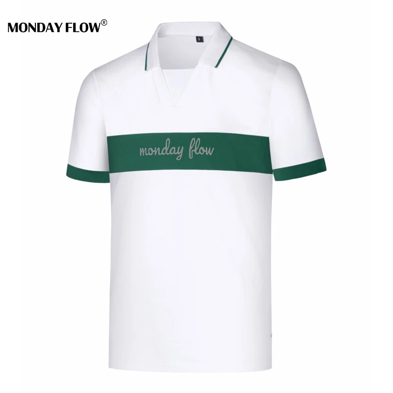 Monday Flow Summer Men Golf Shirts High Quality Breathable Speed Dry Short Sleeve Tops Golf Wear Man Fashion Polo Golf T-Shirt