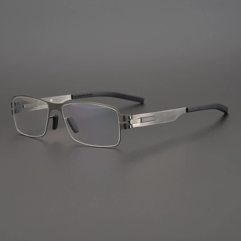 نظارات قراءة مربعة من التيتانيوم للرجال - عدسات طبية خفيفة الوزن بدون براغي، إطار بصري للجنسين