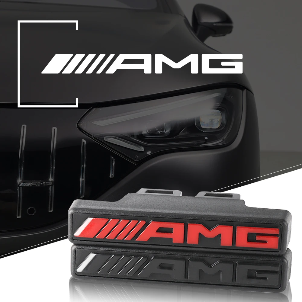 Car AMG Badge Logo Front Grille Badge Decoration Modification Accessories for Mercedes Benz W204 W205 W211 Amg W212 W213 GLA CLA