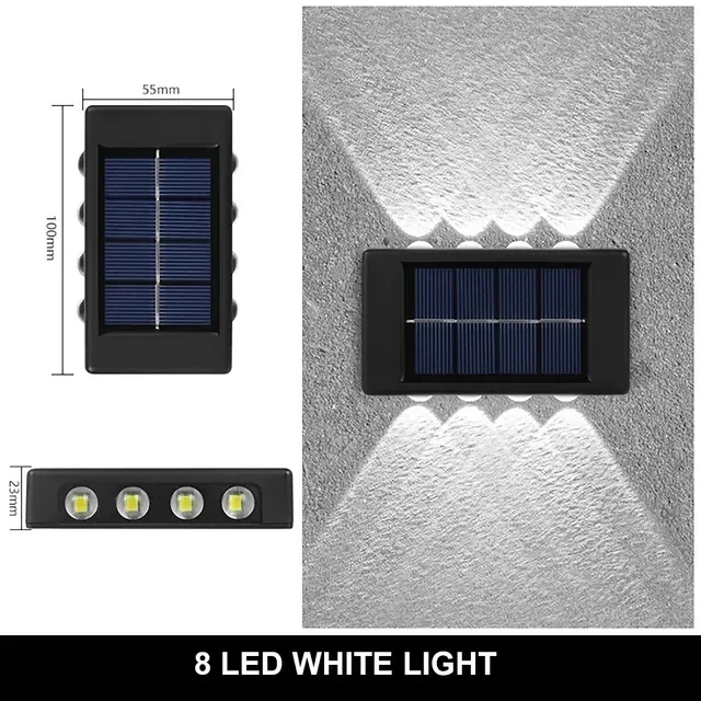 Buitenwandlamp op zonne-energie, 12 LED's, waterdicht tuinlicht, binnenplaatsbalustrade, decoratieve sfeerlamp, lichtgevende zonnelamp naar beneden