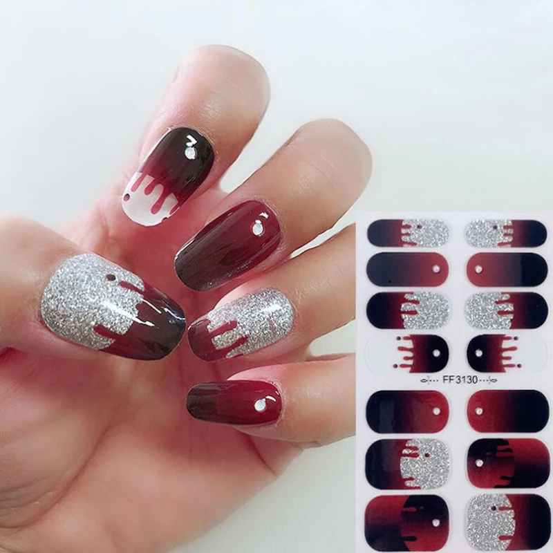 Envolturas de uñas de salón para mujer, pegatina de Halloween DIY, calcomanías de cubierta completa, decoraciones de esmalte de manicura, prensa en uñas
