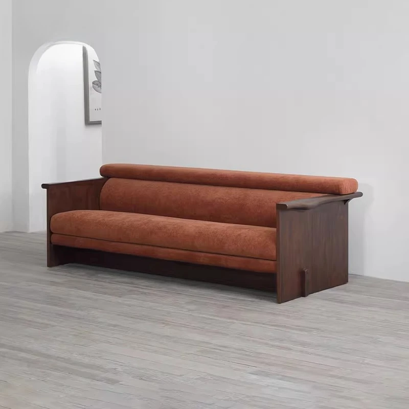 Wabi Sandy Wind Hotel Lobby Solid Wood Velvet Three-person Changsha