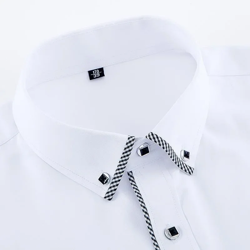 Trim Pure White Shirt for Men\'s Suits Business Casual Undershirt Long-Sleeved Shirt for Spring/autumn Business Slim Fit Shirts