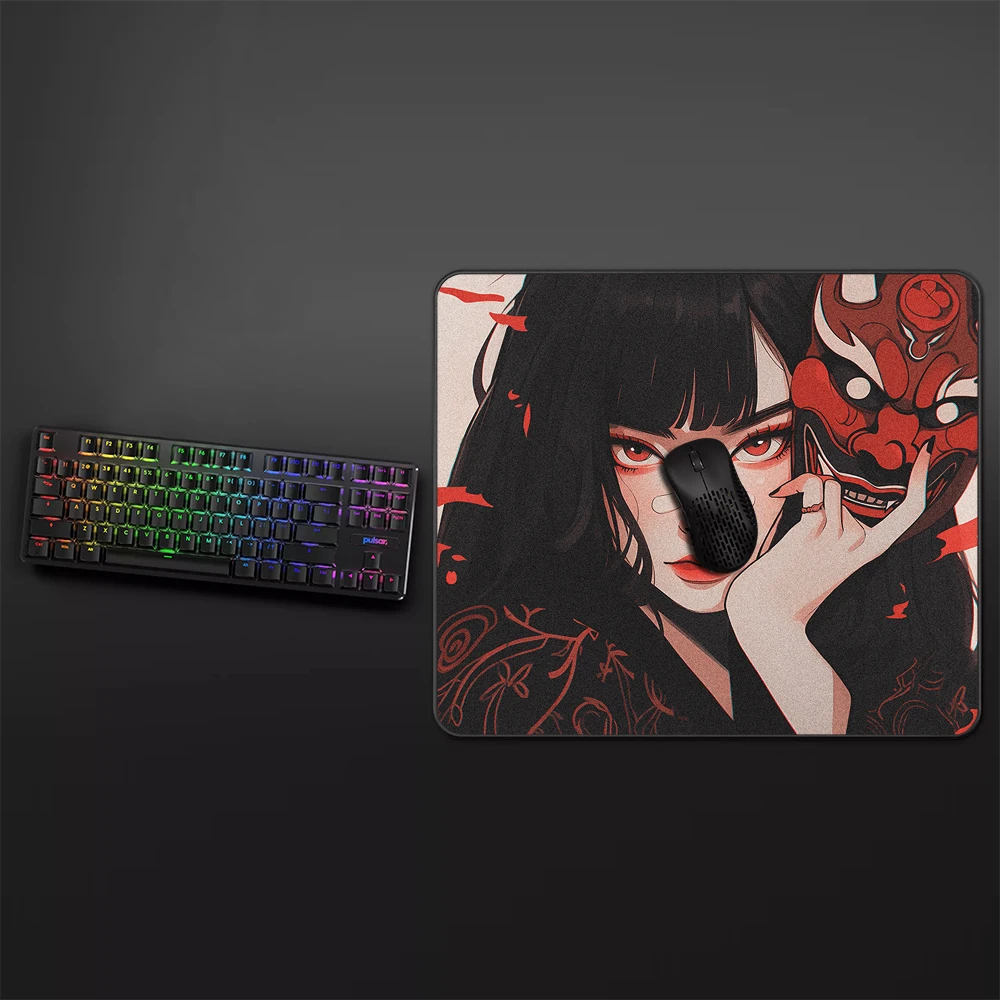 Oni Devil Mask Speed Mousepad Anime Balance Mouse Mat Ultrafine Surface E-Sports Mouse Pad Gamer Premium Keyboard Mat Desk Mats