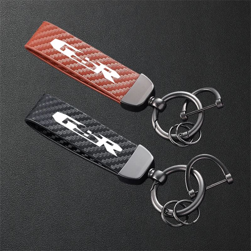 

For SUZUKI GSR 750 400 600 GSR750 GSR400 GSR600 Accessories Carbon Fiber Textured Leather Keychain Motorcycle Keyring