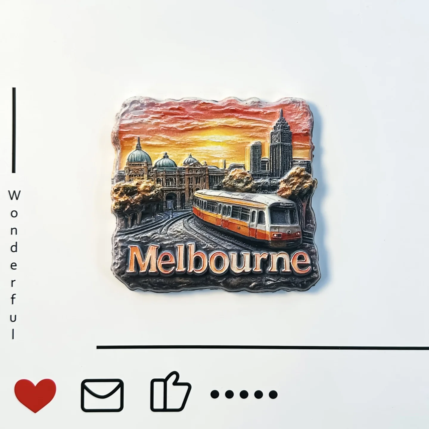 Australia, Melbourne, creative and creative, tram, sunset scenery, magnetic refrigerator sticker