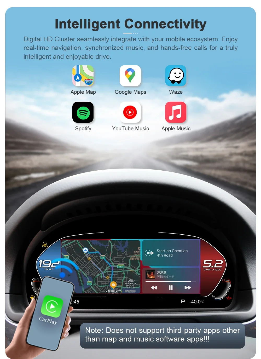For BMW 1 Series F20 F22 LCD Digital Instrument Cluster 2011-2018 Wireless CarPlay Android Auto Hicar Airplay HDMI Integration