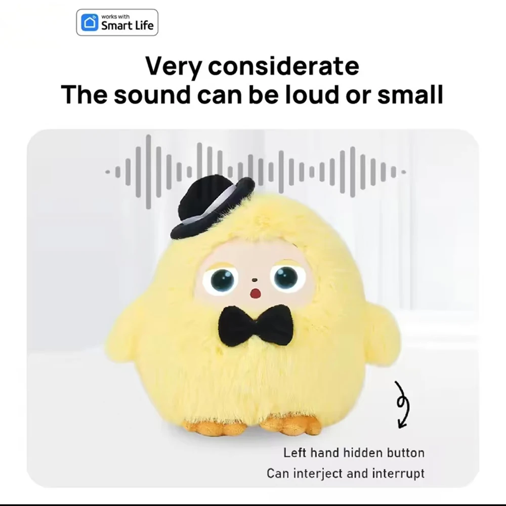 AI Plush Toy With LED Eyes Interactive Game Emotional Expression Display Soft Stuffed Animal For User Emotion Engagement TuyaApp