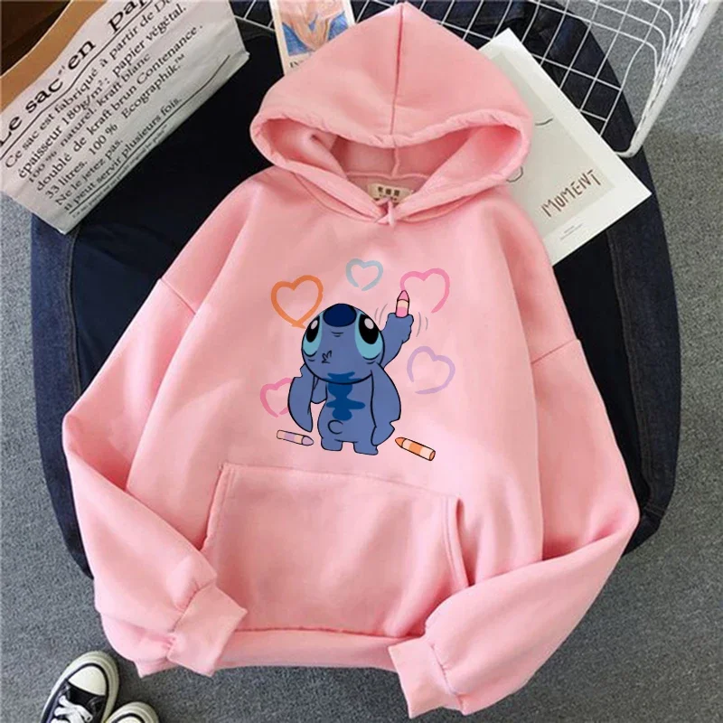 Streetwear Harajuku Funny Y2k Christmas Sweatshirt Lilo Stitch Disney Cartoon Hoodies Women Cute Stitch Anime Manga Hoody Female