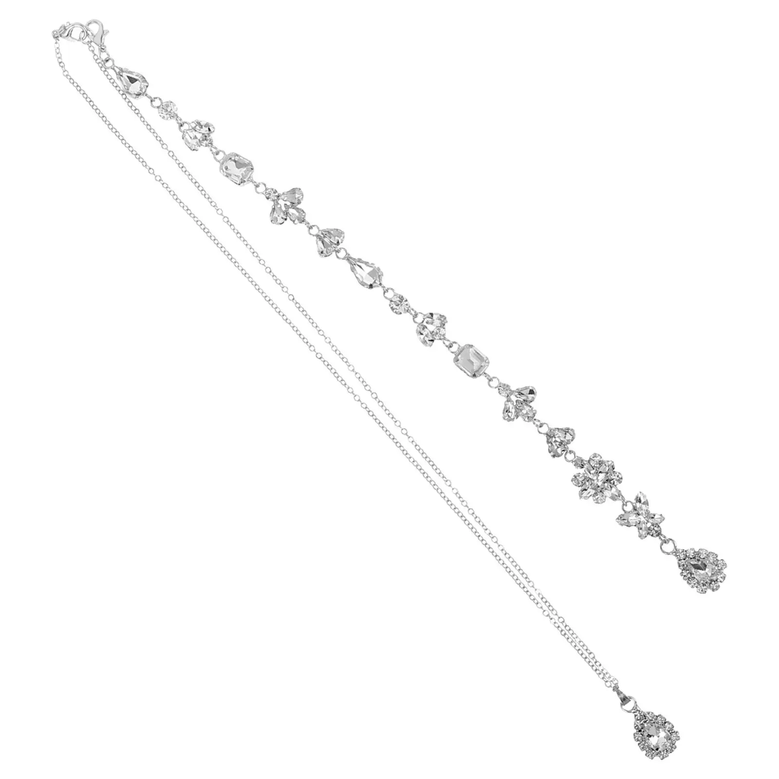Elegant Crystal Back Chain Necklace for Women Bridal Wedding Party Anniversary Birthday Gift Delicate Fine Workmanship Ladies