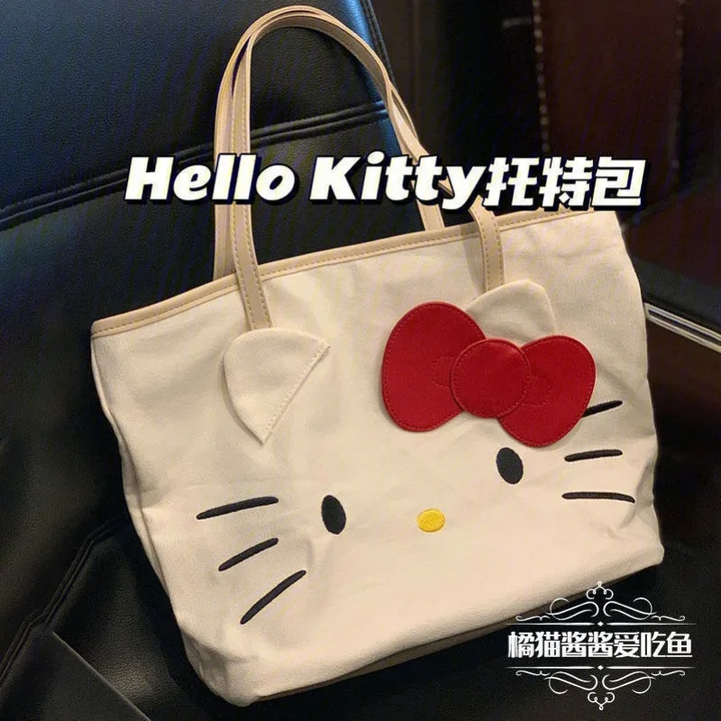 Hello Kitty Kawaii torebki i torebki Sanrio torby dla kobiet torba na ramię płótno kreskówkowe śliczny portfel kosmetyczka do przechowywania