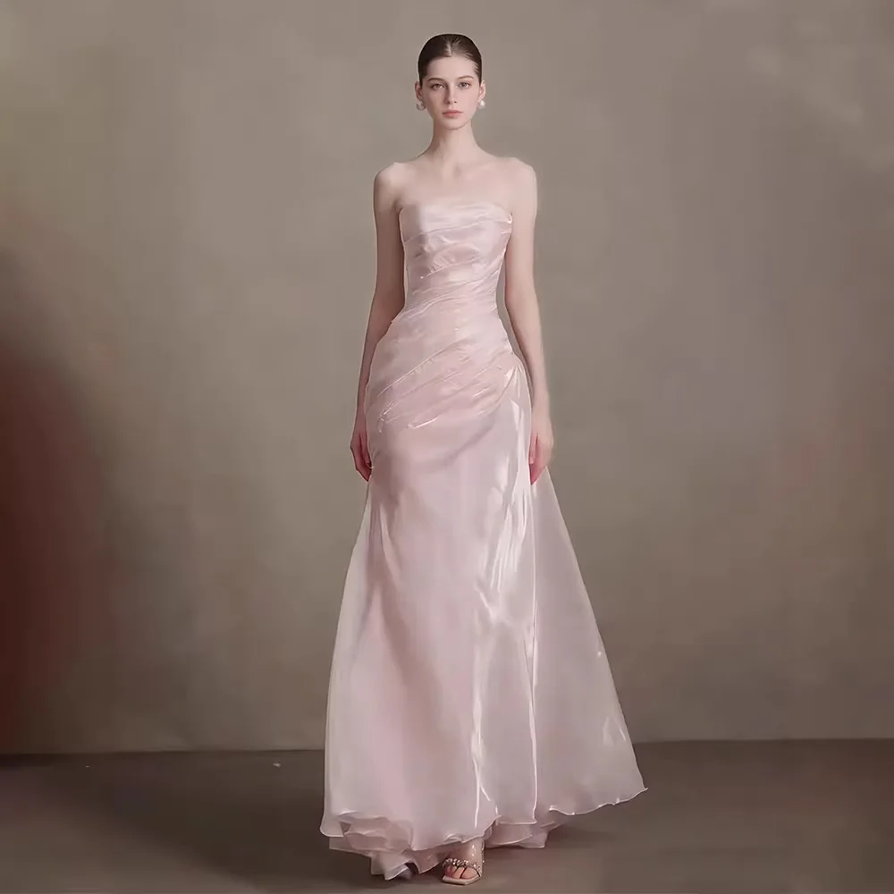 

Французское розовое платье-бюстье для свадьбы, элегантное красивое платье для дня рождения, платье для свадебного тоста